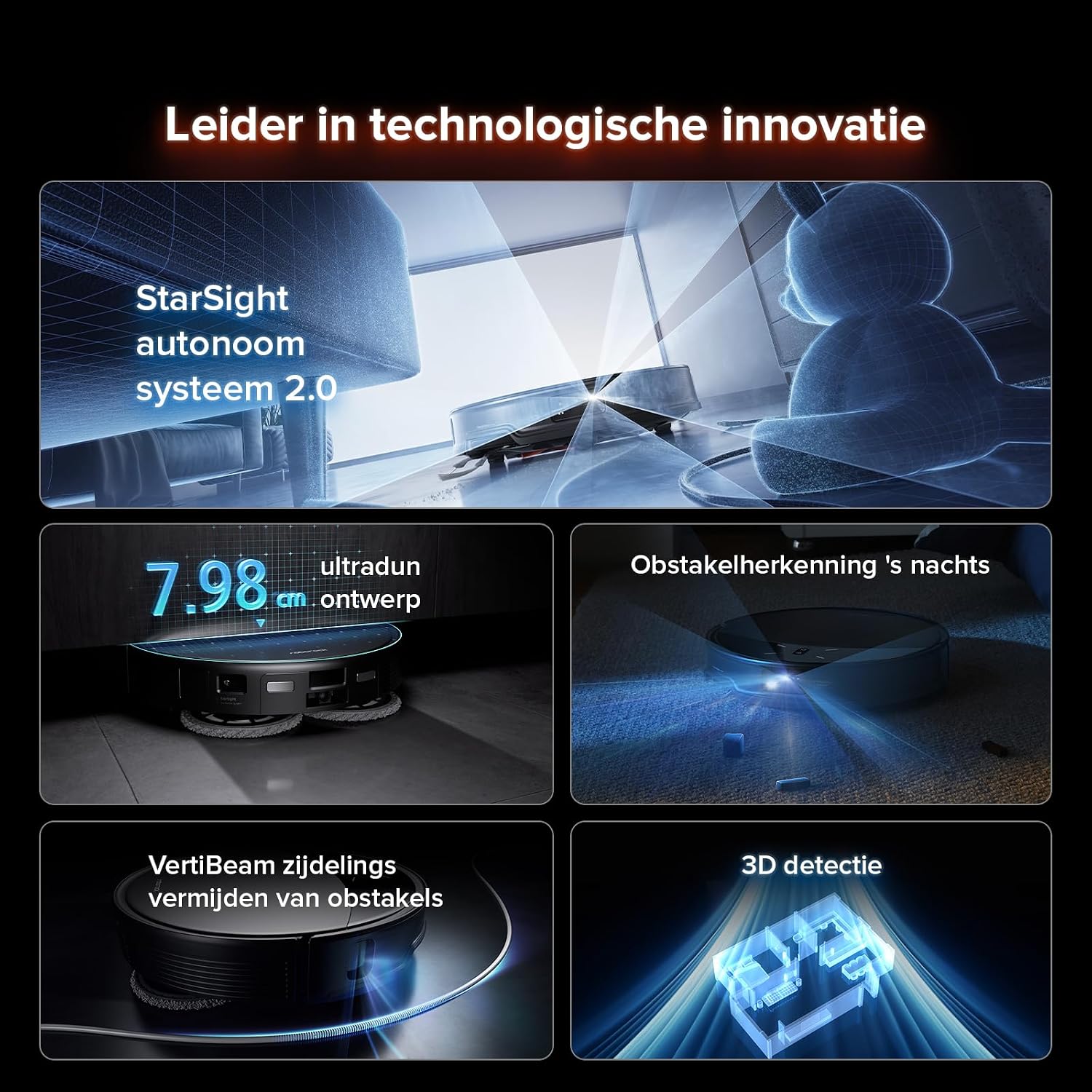 Detalle 2 de roborock Saros 10R robotstofzuiger met dweilfunctie, StarSight 2.0 en anti-klitsysteem