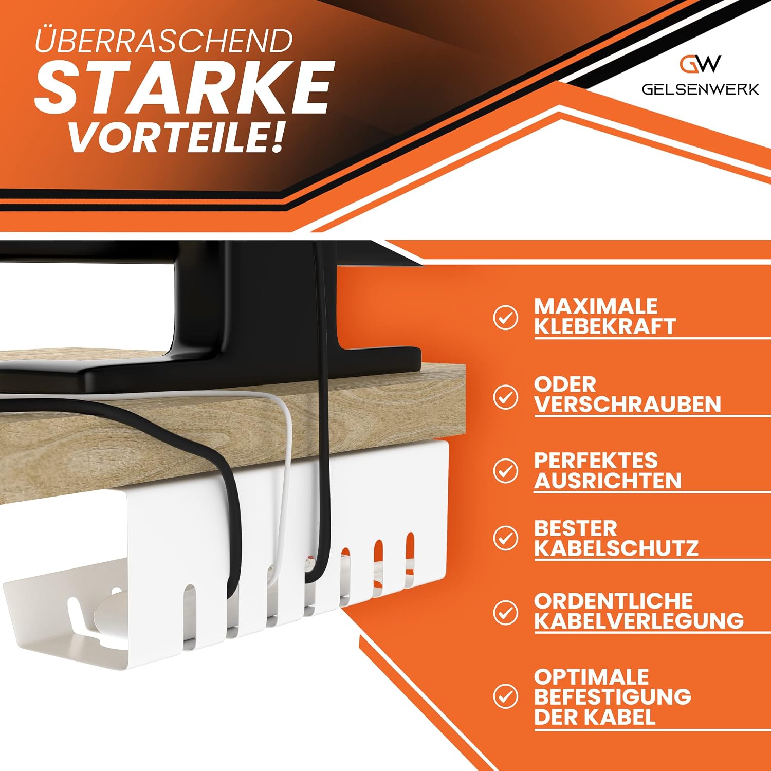 Detalle de GELSENWERK Kabelkanal Schreibtisch 2er-Set