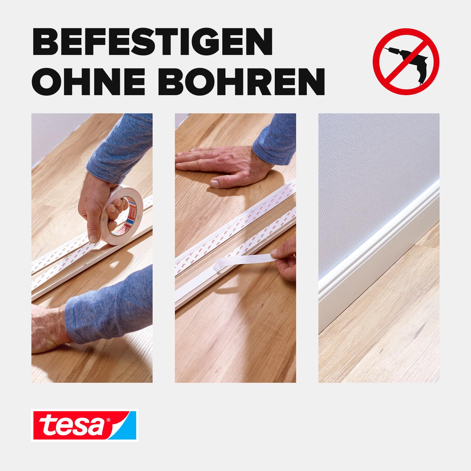 Detalle 2 de tesa Montageband Tapete&Putz – 1,5 m × 19 mm, 10 kg Haltekraft pro Meter