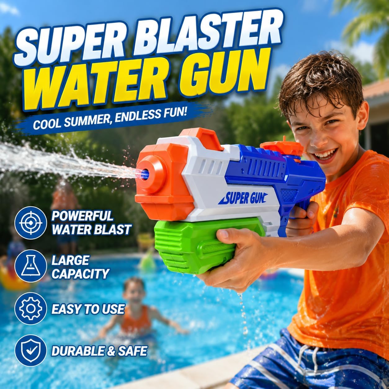 Detalle 2 de 3 Pack Water Guns for Kids & Adults – 600cc High Capacity Long-Range Soaker