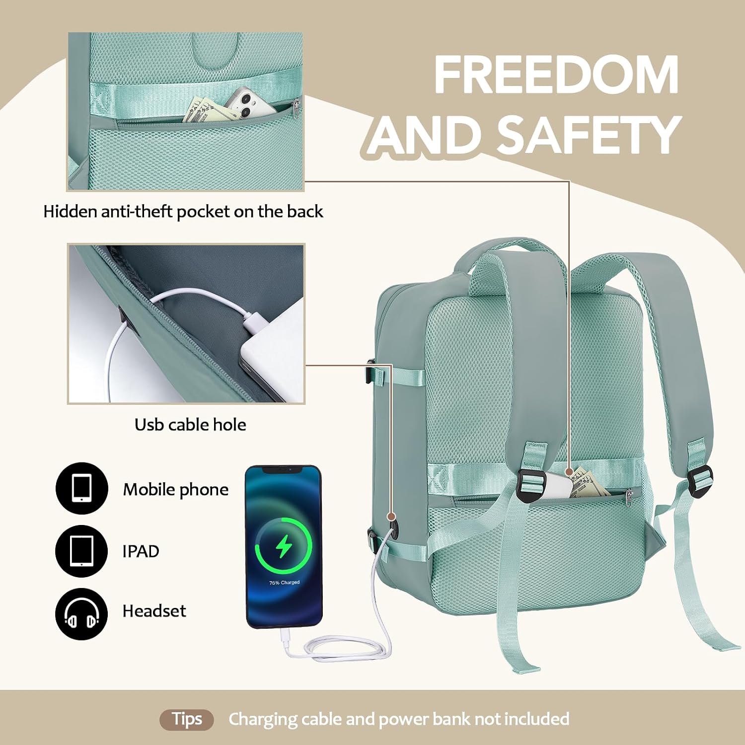 Detalle 2 de Xkdoai Ryanair cabin bag 40x30x20 backpack
