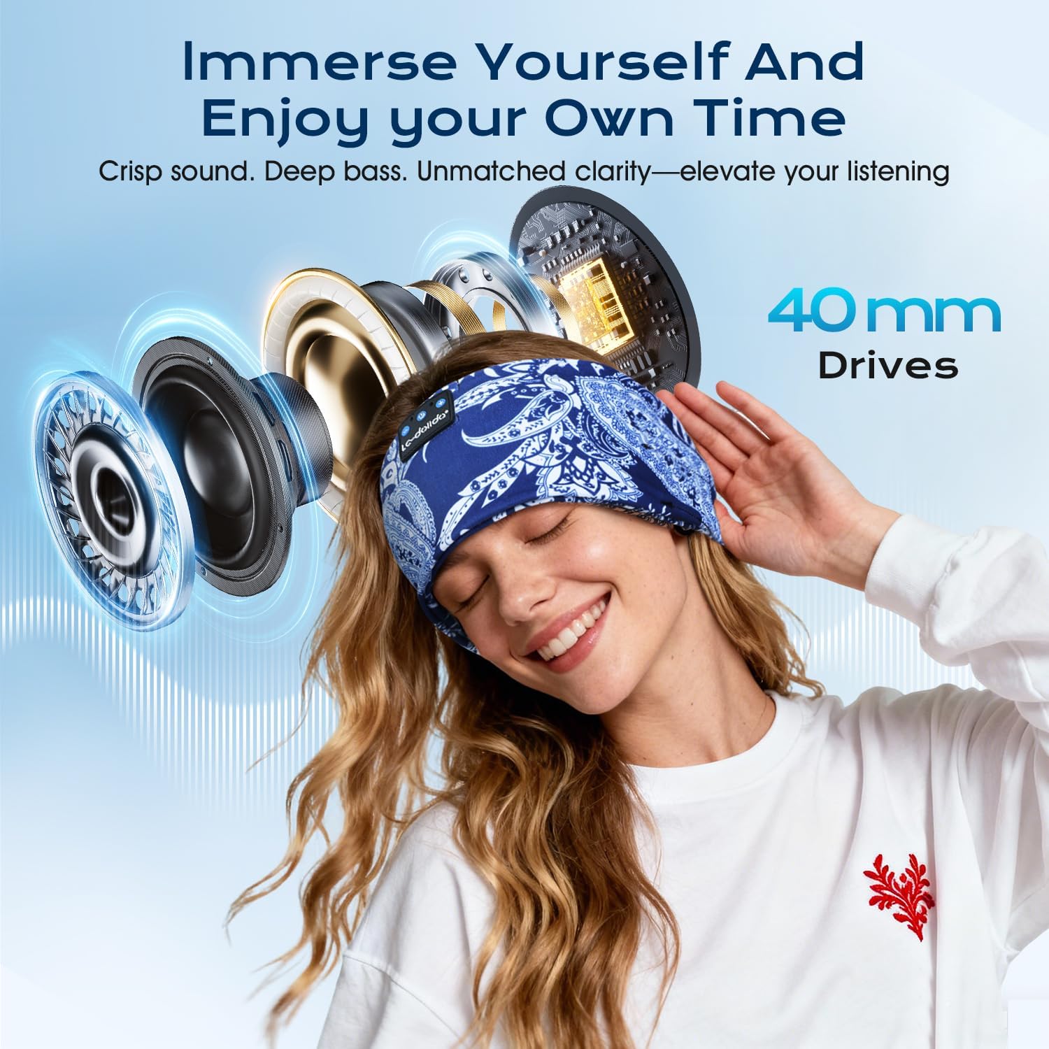 Detalle 1 de LC-dolida Sleep Headphones Headband Bluetooth for Sleep