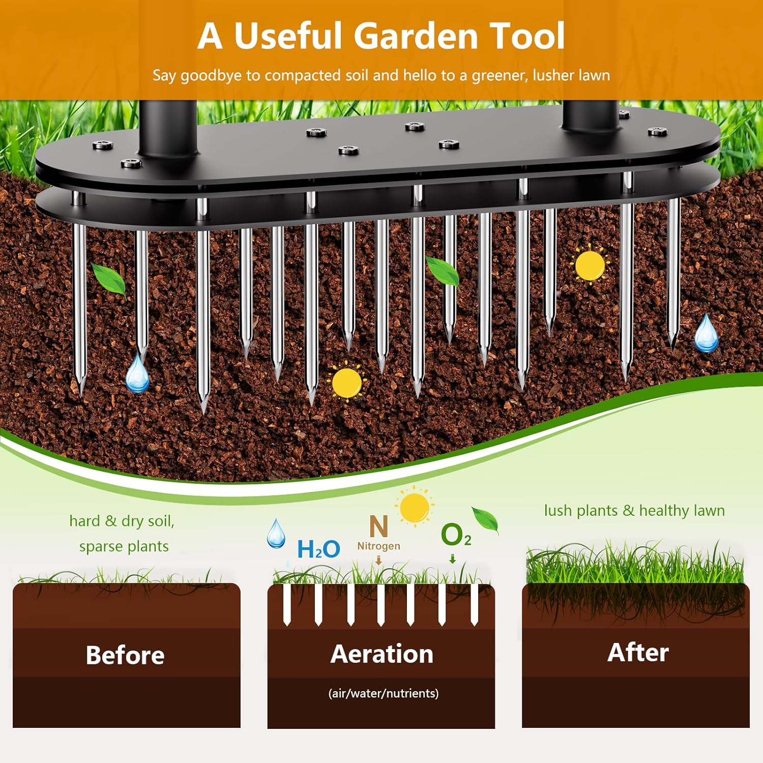 Detalle 2 de seasky Lawn Aerator with 15 Spikes 2.8in