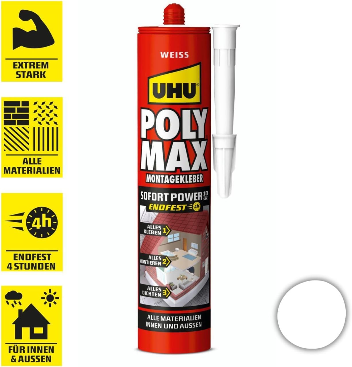 Thumbnail 1 de UHU 47230 Poly MAX 10 Sekunden Sofort Power Kartusche, weiß, 440 g