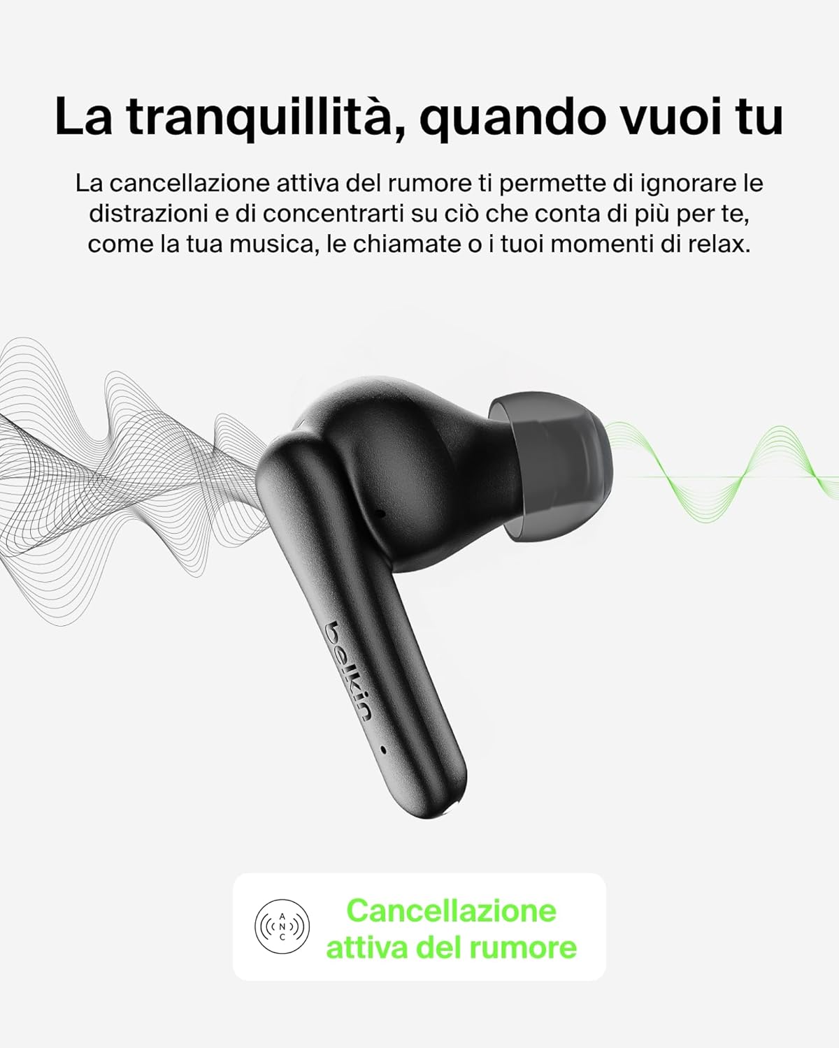 Thumbnail 1 de Belkin SoundForm Rhythm ANC Auricolari Bluetooth True Wireless con Cancellazione Attiva del Rumore