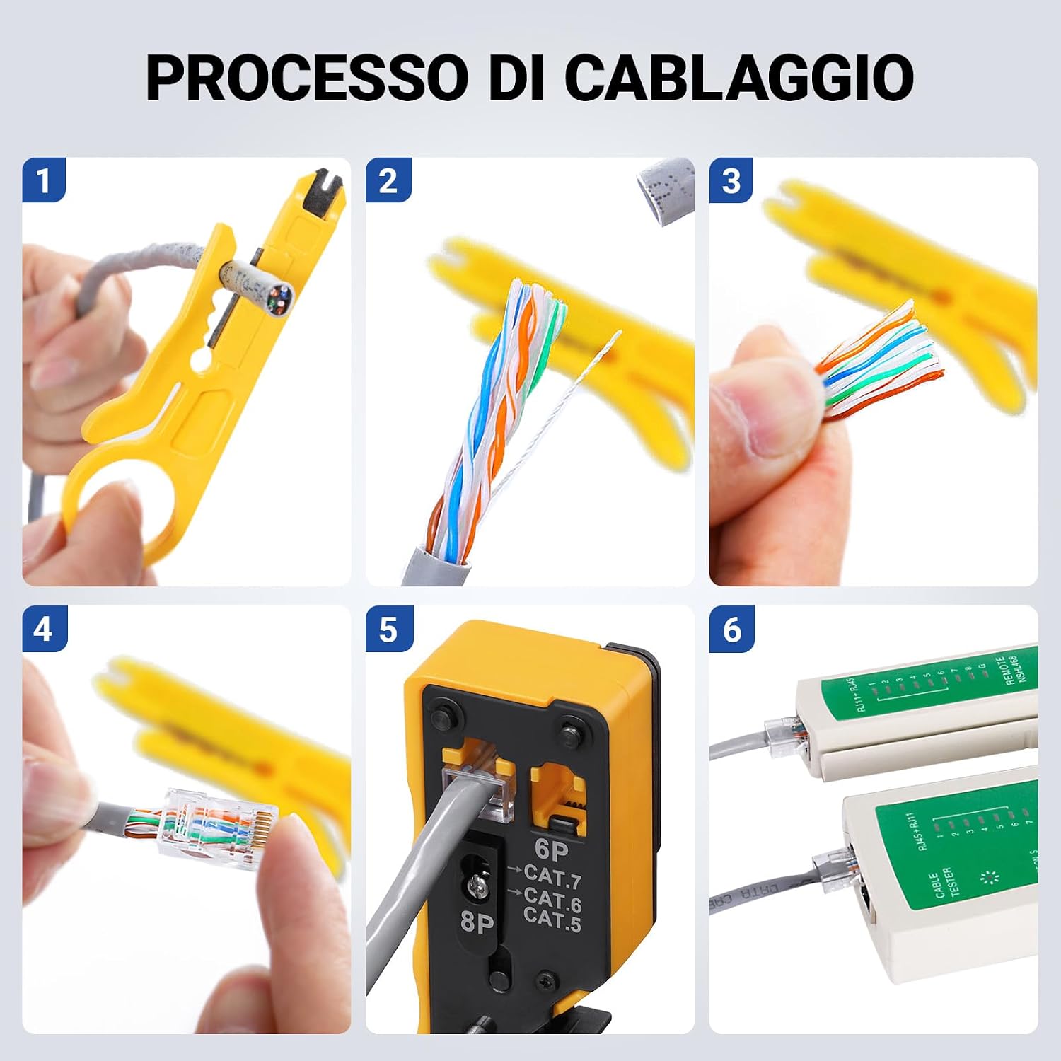Thumbnail 6 de SGILE Kit di Attrezzi per Rete: Crimpatrice Pass-Through RJ45 e Set CAT6/7 Completo