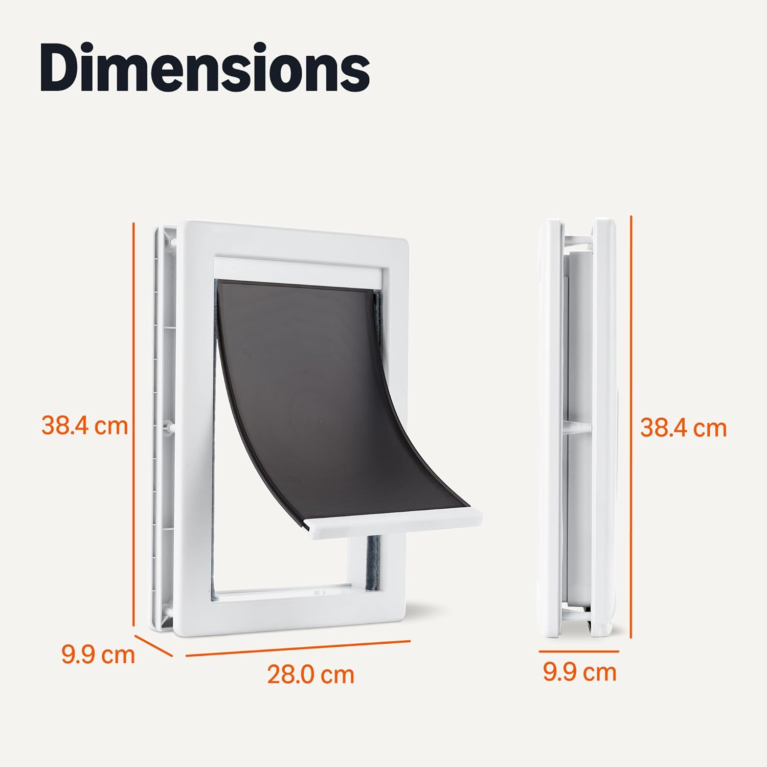 Detalle de Amazon Basics Chatière Ajustable en Plastique – Taille M (26,7 × 38,1 × 9,9 cm), Blanche et Grise