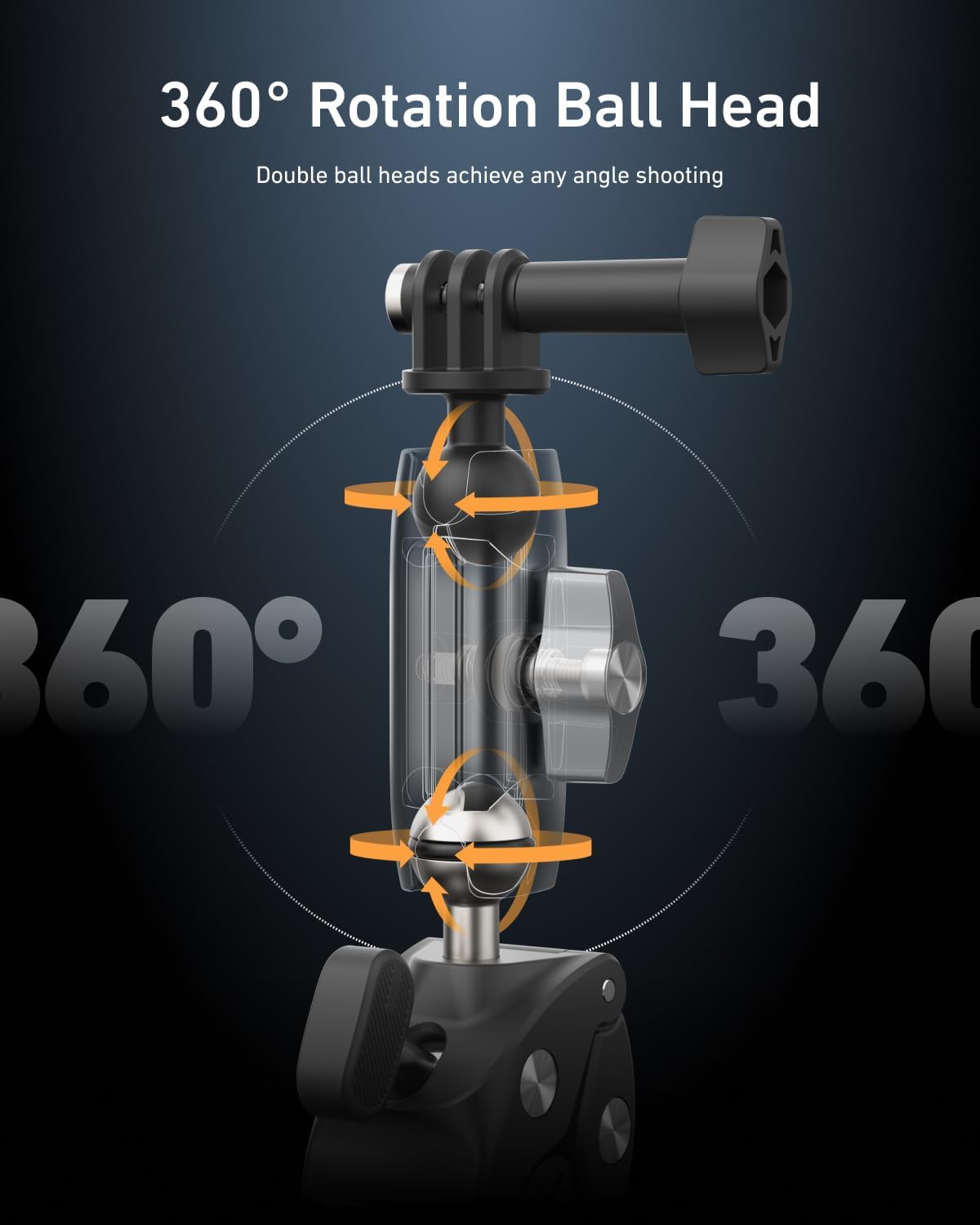 Thumbnail 2 de TELESIN Bike Handlebar Clamp Mount for Action Cameras — 360° Rotatable, Aluminum Alloy