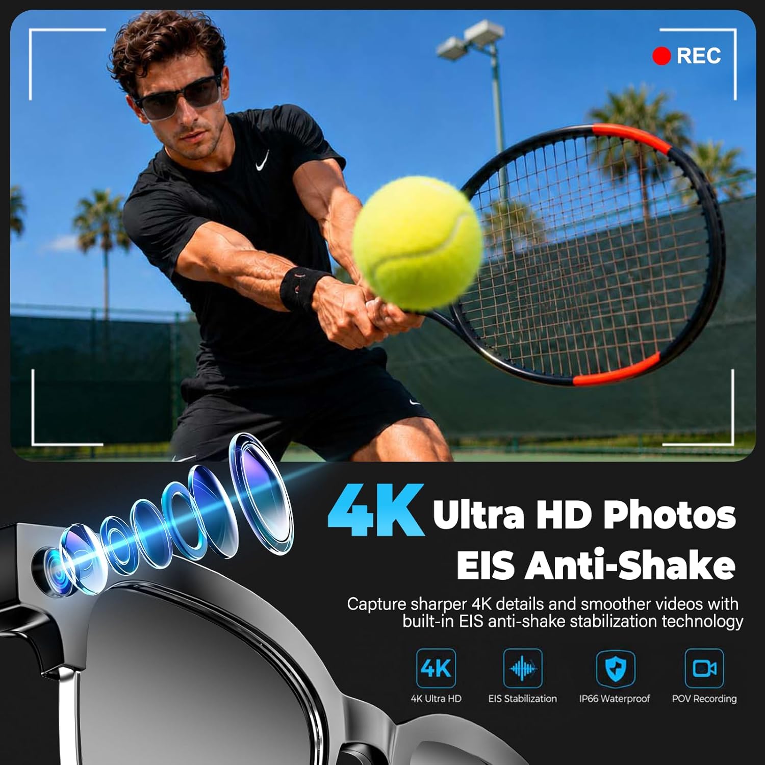 Thumbnail 1 de SGUKZF AI Smart Glasses with Camera: 4K Recording, Real-Time Translation, Open-Ear Audio