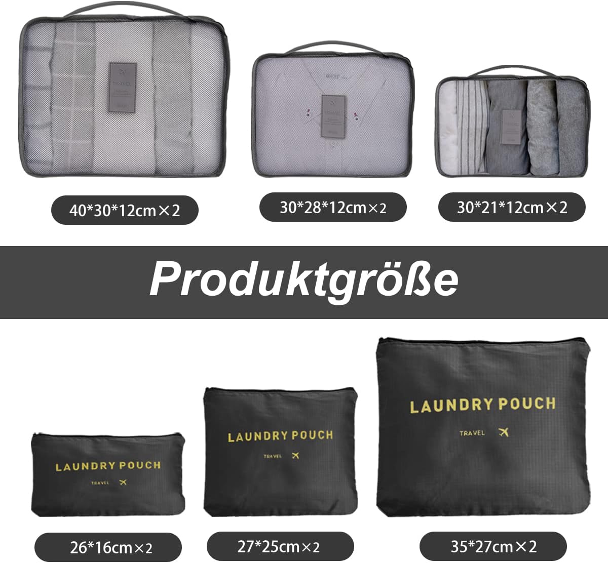Detalle 2 de 12-teilige Koffer-Organizer mit 6 Packwürfeln