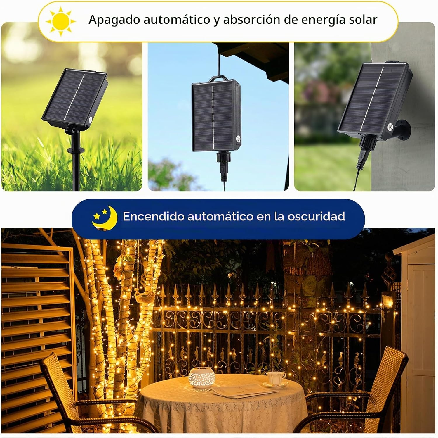 Thumbnail 2 de Tacobey Guirnalda de luces exterior solar 20 m con 200 LED, 8 modos e IP65