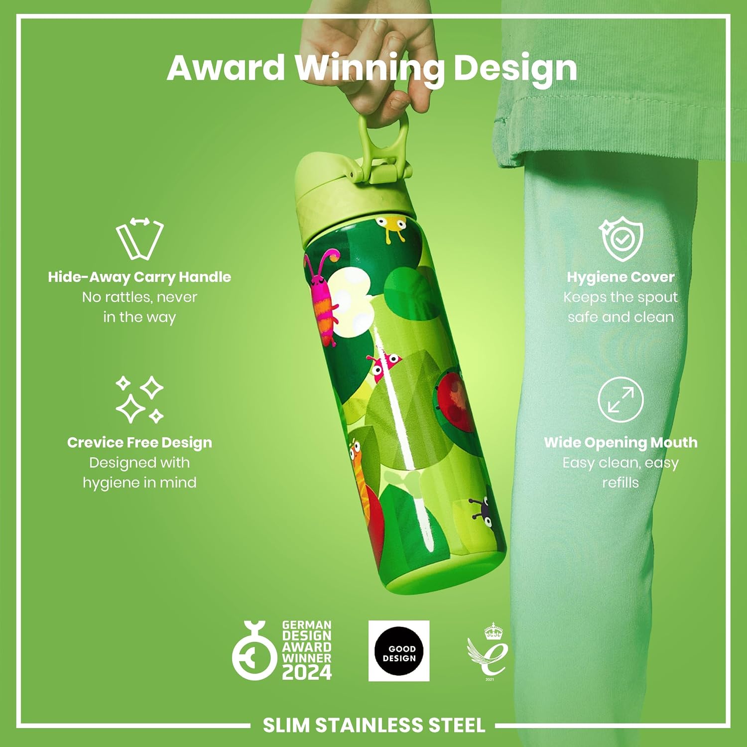 Detalle 2 de Ion8 Lightweight Steel Water Bottle, 600 ml/20 oz – Non-Insulated, Leak Proof & Dishwasher Safe