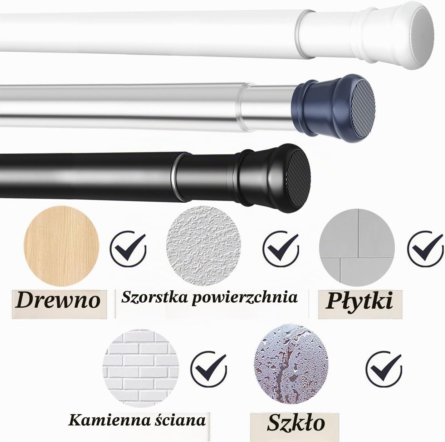 Thumbnail 4 de Rod&Trikin NO4-8088-10 – czarny drążek rozporowy 83–145 cm bez wiercenia