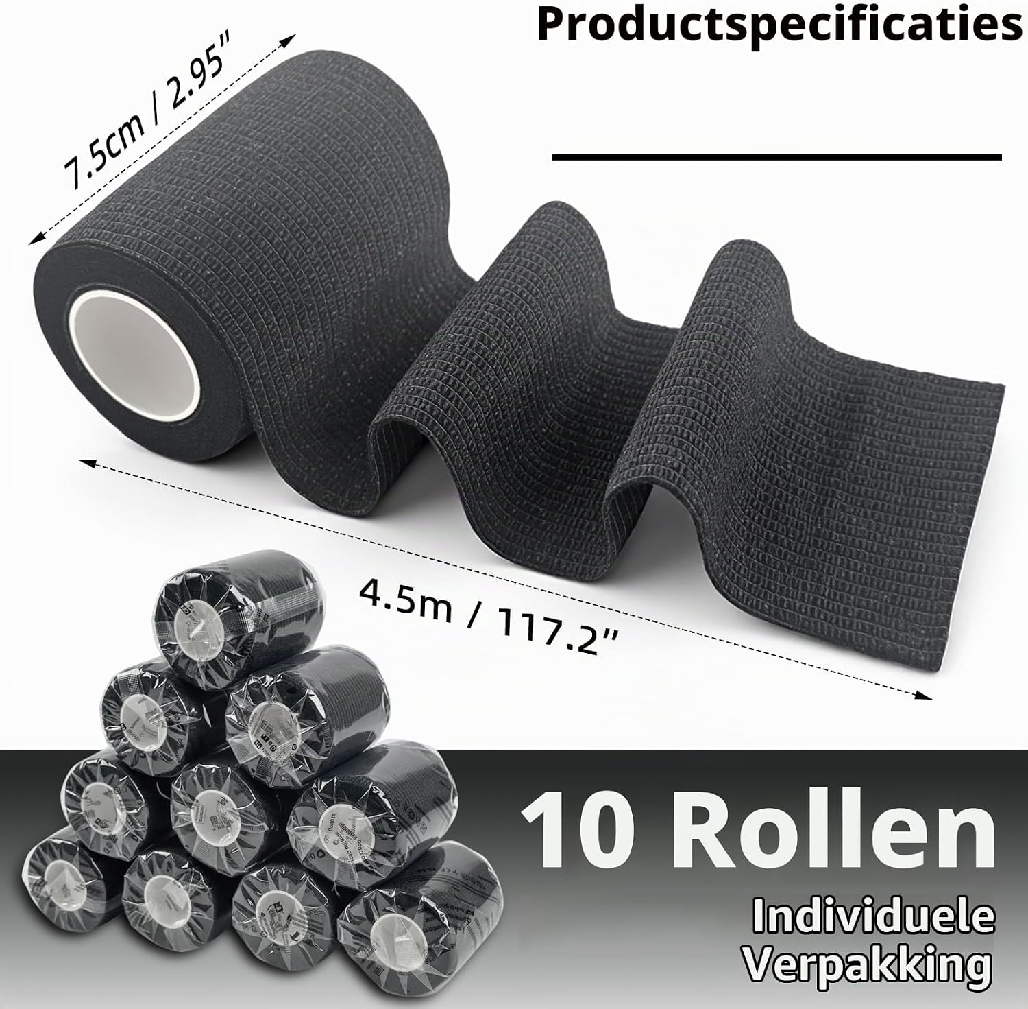 Detalle de HONYAO HY-EU-ZNBD-7.5cm-H10 zelfklevend verband, 10 rollen, 7,5 cm x 4,5 m