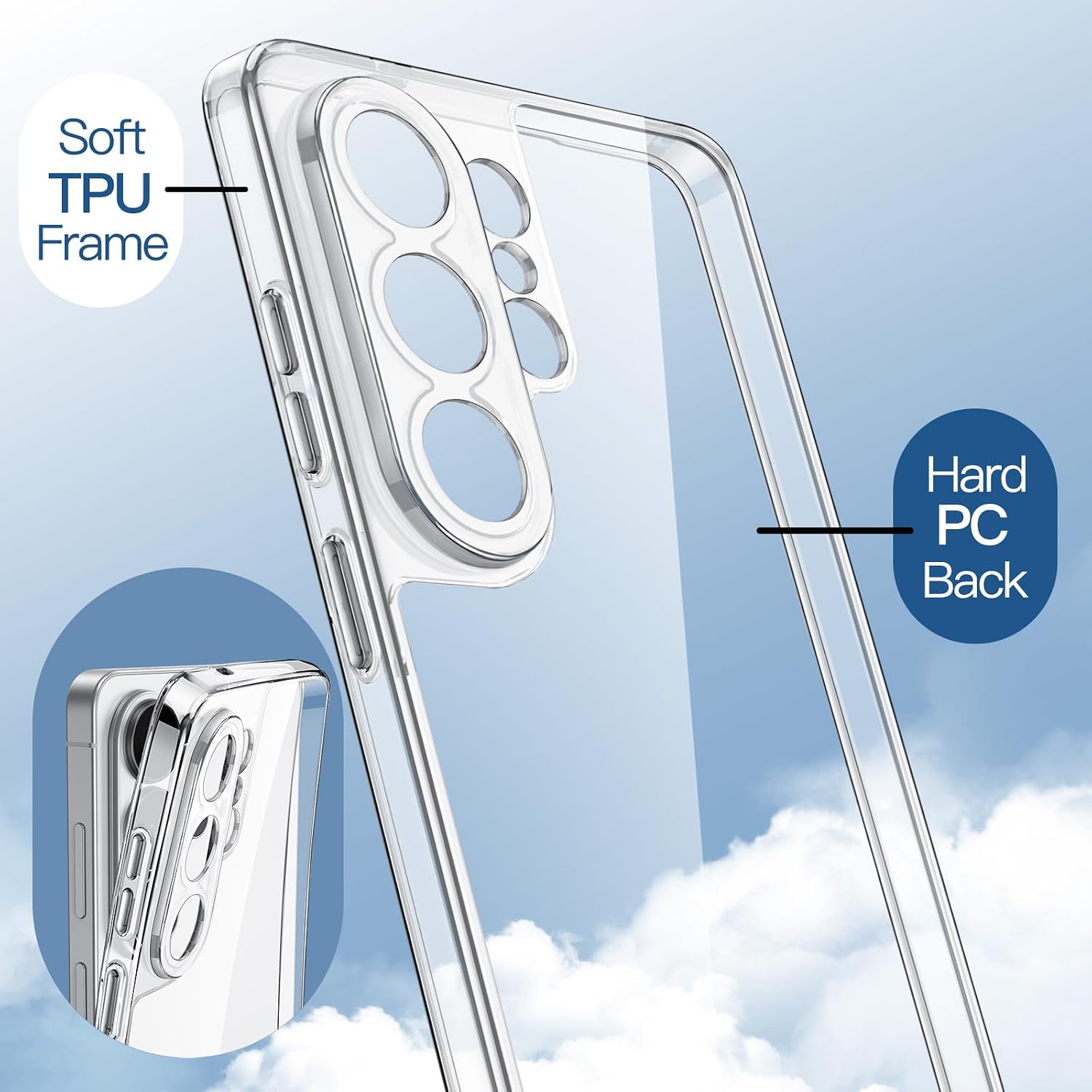 Detalle 2 de JETech Cover per Samsung Galaxy S26 Ultra: protezione completa della fotocamera, anti-graffi e trasparente