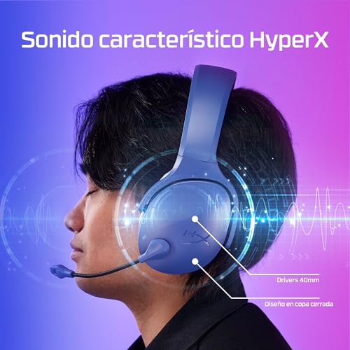 Detalle de HyperX Cloud Jet: Auriculares gaming inalámbricos con conexión dual Bluetooth y USB, micrófono siempre activo
