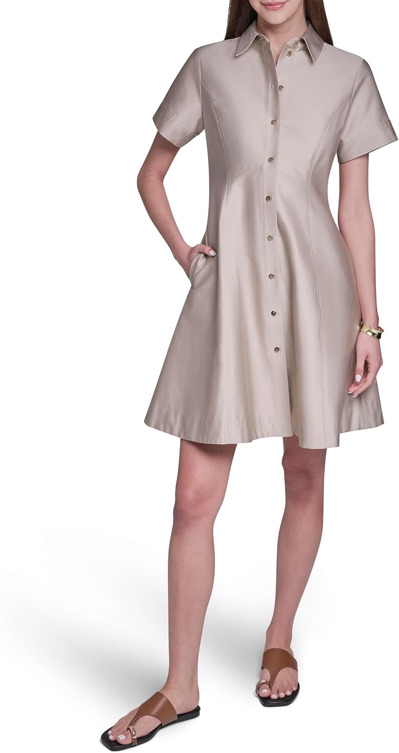 Detalle de Halston Women's Shirt Dress in Cotton Sateen