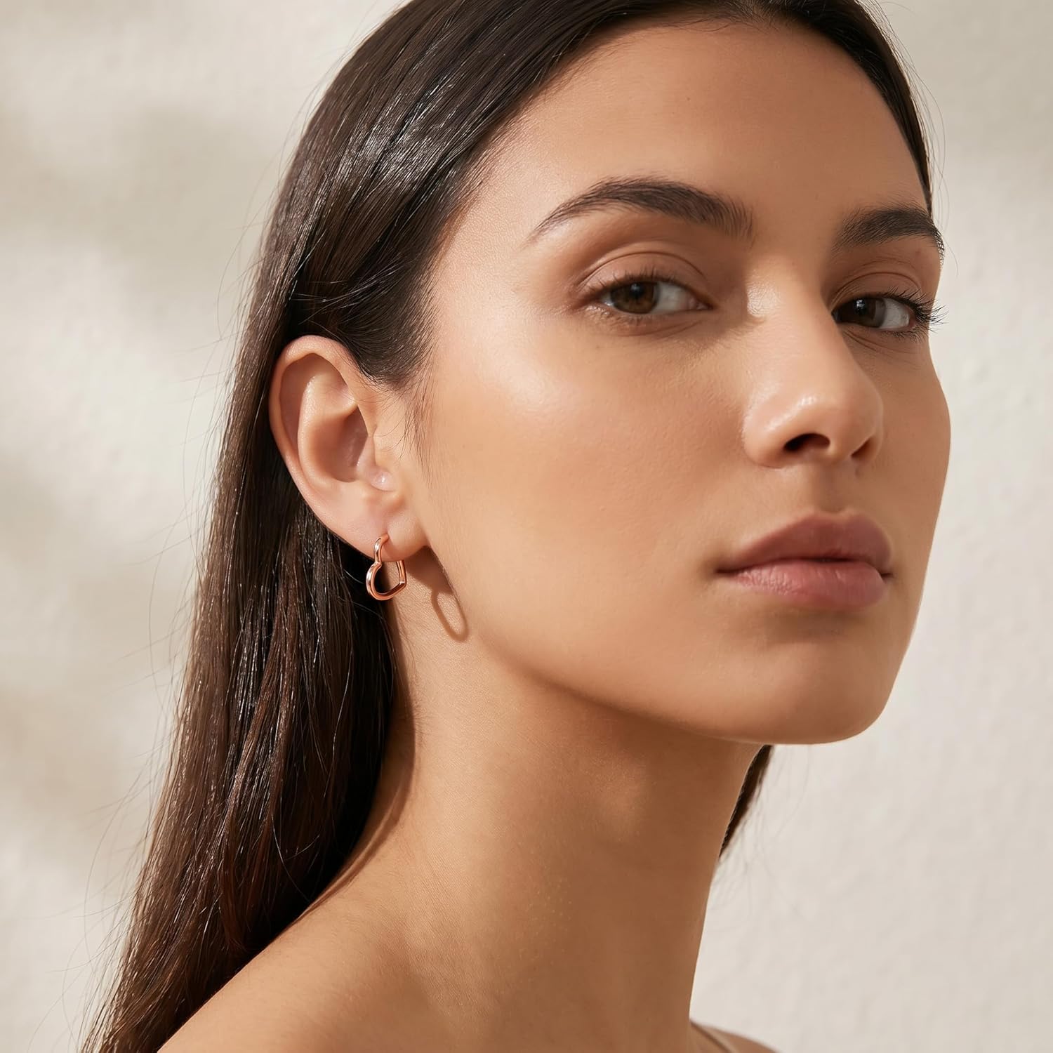Detalle de Reffeer Solid 925 Sterling Silver Heart Hoop Earrings