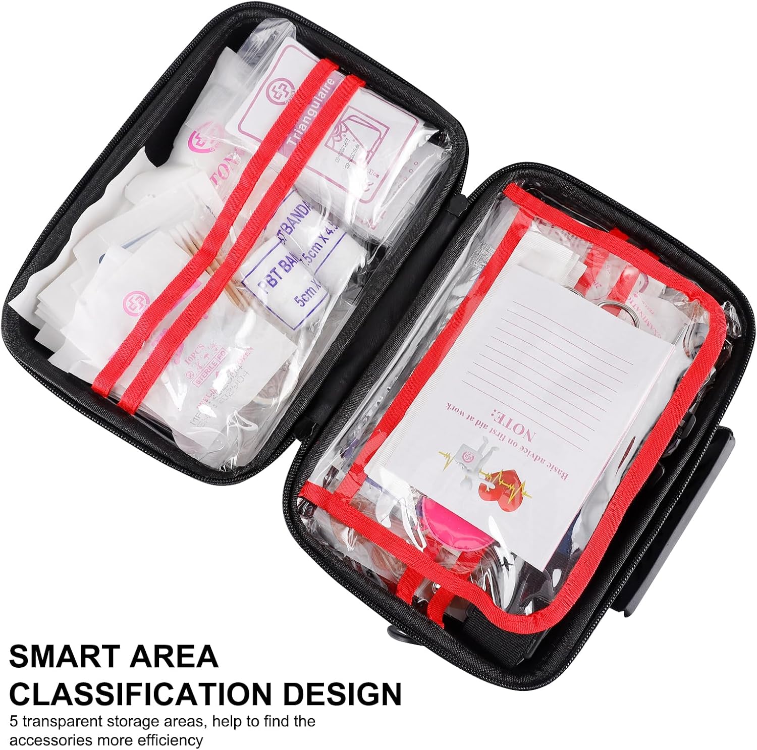 Detalle de Gevoke 410 Piece Waterproof Hard Shell First Aid Kit, Black