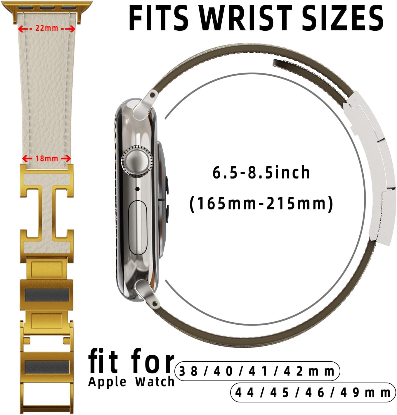 Detalle de Tekvon Leather Magnetic Watch Band for Apple Watch, Natural Cowhide, Multiple Case Sizes