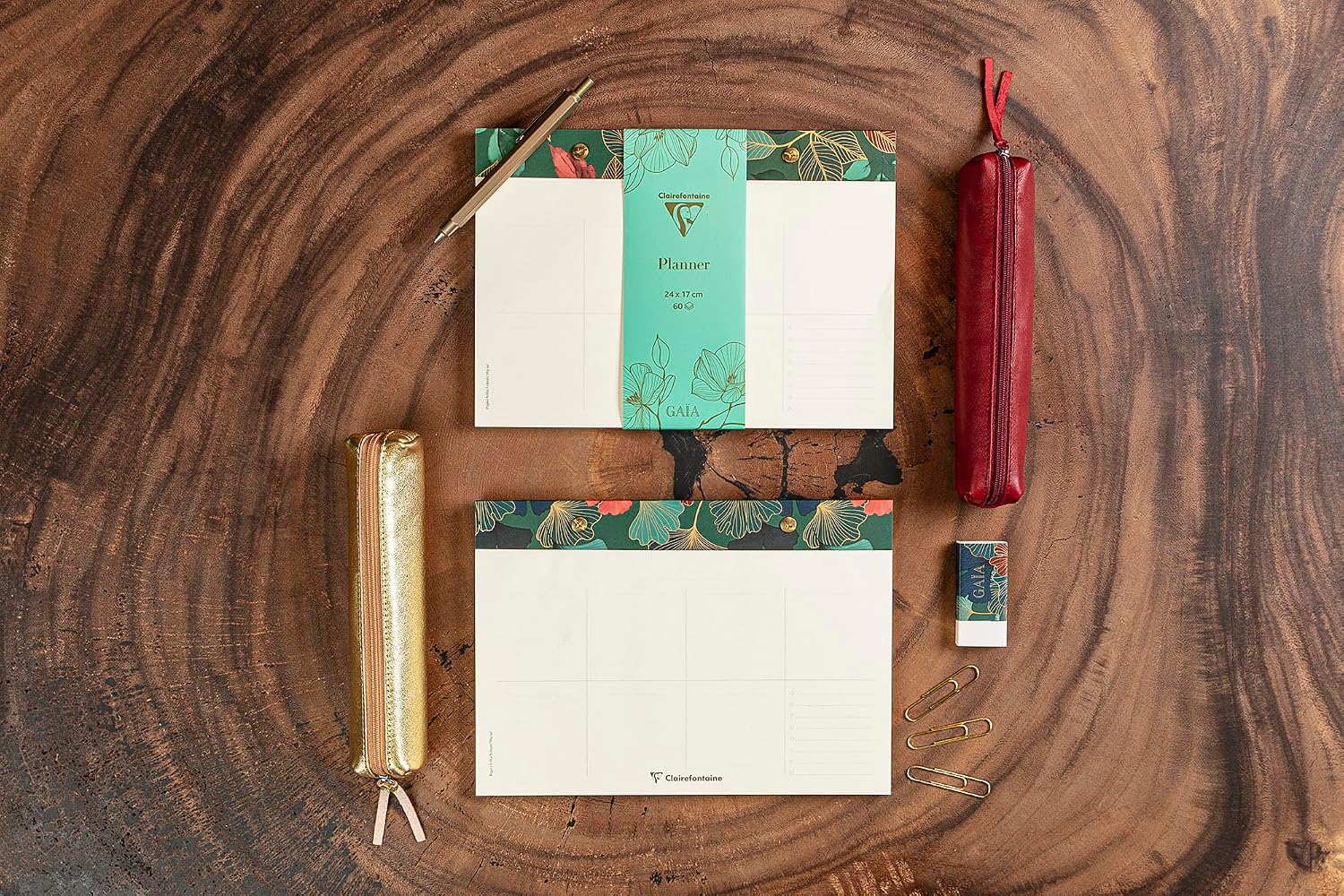 Thumbnail 4 de Clairefontaine 116244C — Bloc-planner à rivets 24x17 cm, 60 feuilles détachables, papier 90 g, décor floral bleu profond