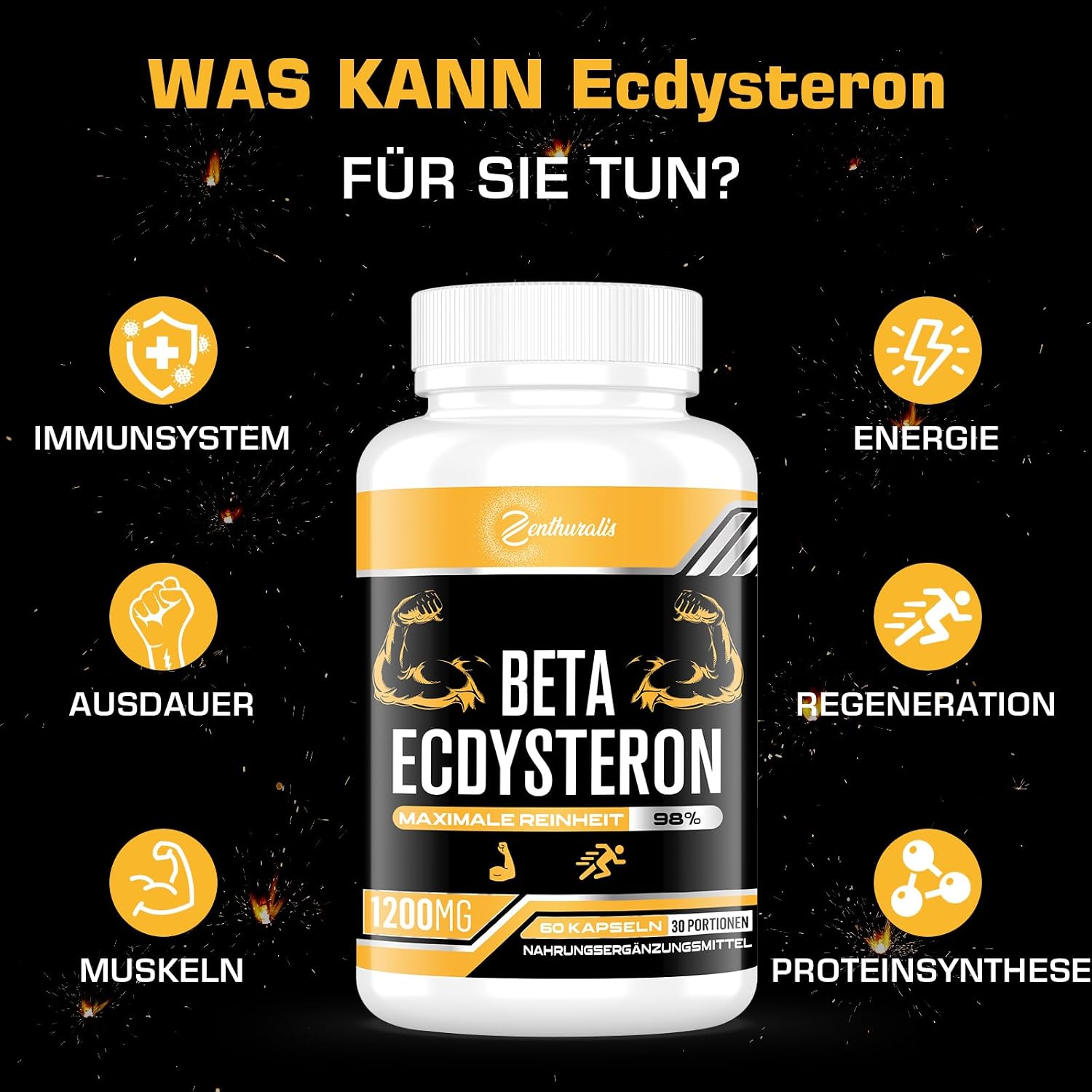 Detalle de Beta-Ecdysteron-Ergänzung 1200 mg | 98% Reinheit, 60 Stück – Pflanzliche Ecdysteron-Quelle für aktive Nutzer