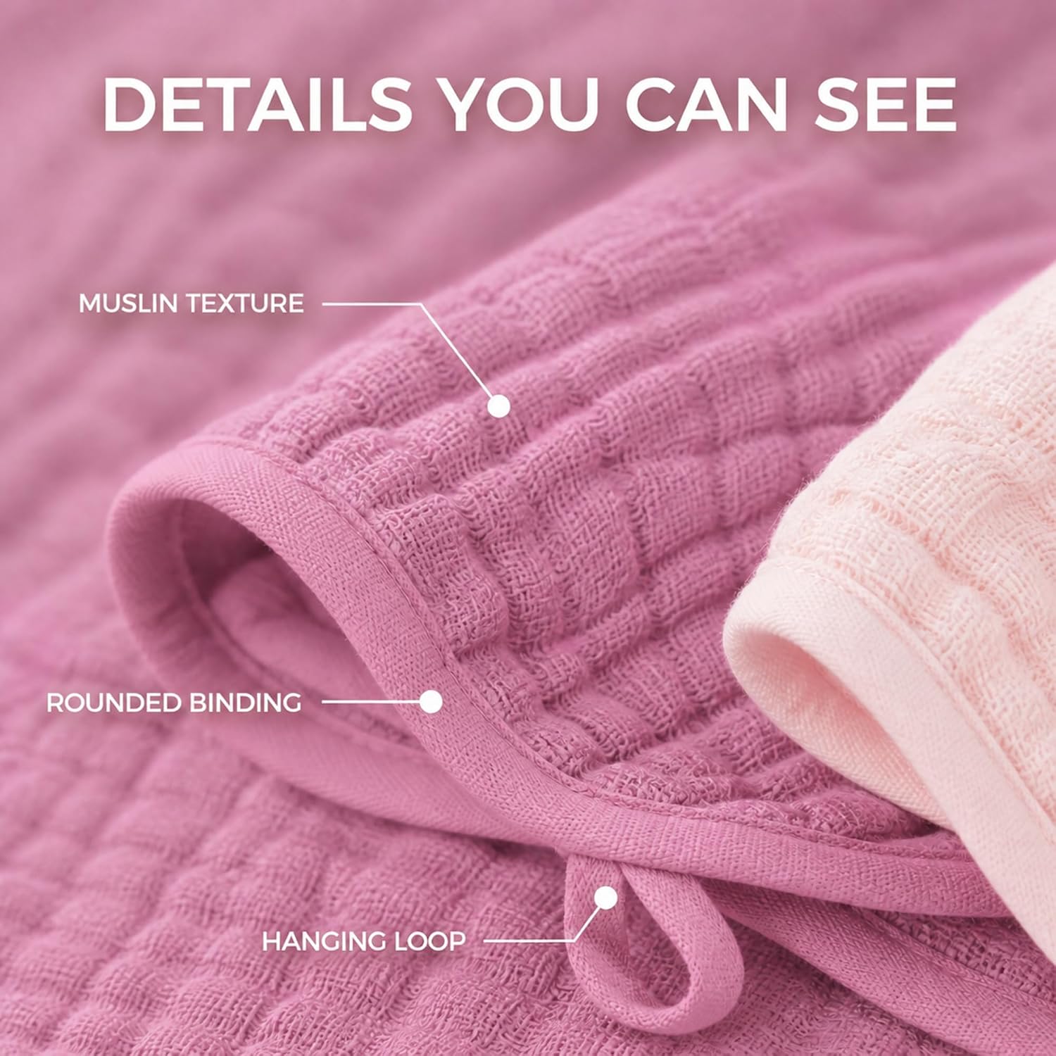 Detalle de SWEET DOLPHIN Muslin Washcloths 10 x 10 Inches