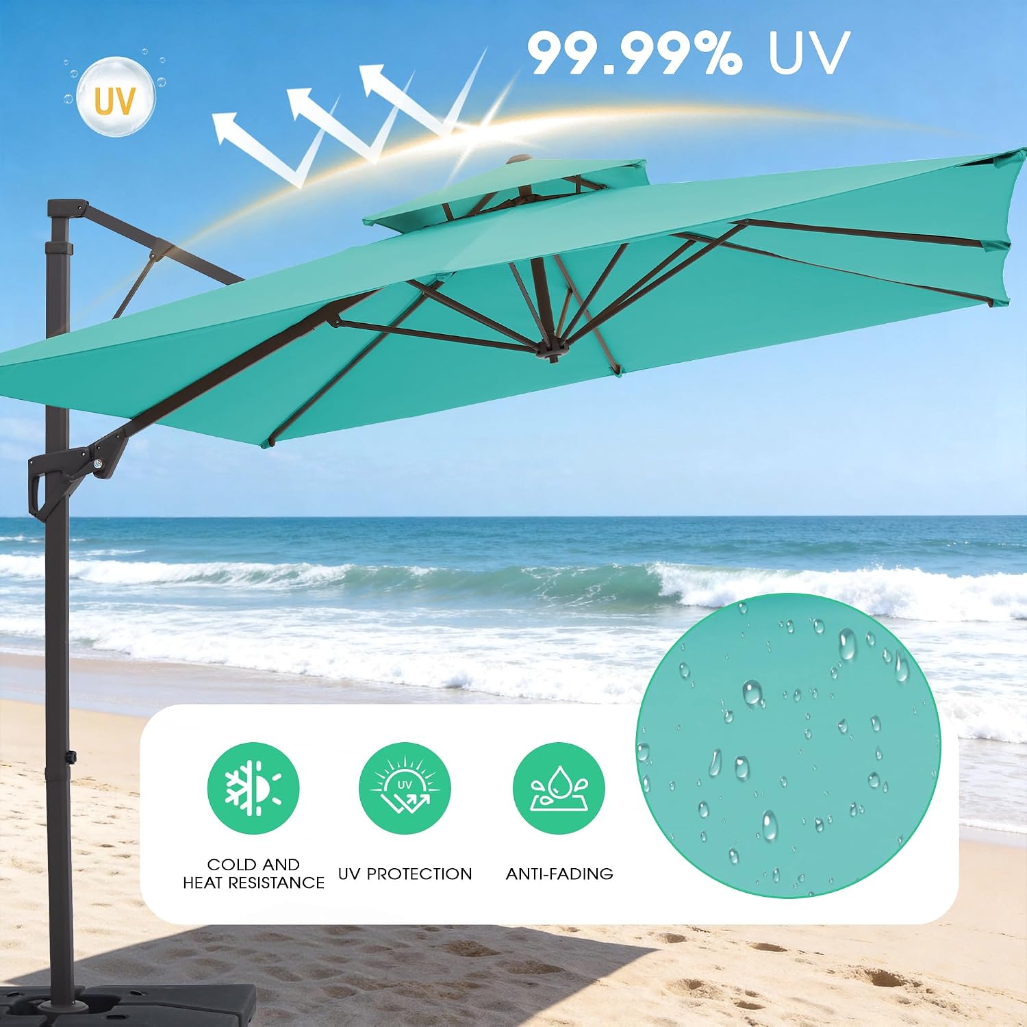 Detalle 2 de JEAREY Cantilever Patio Umbrella 9x9 ft