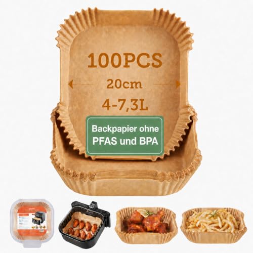Detalle de Cosori Airfryer Backpapier ohne PFAS und BPA, 100 Stück – geeignet für 4–7,6 L Korbvolumen