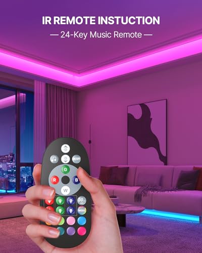 Detalle de Mexllex Ruban Led 5M : bande LED RGB pilotable par APP et télécommande, ambiance musique intégrée