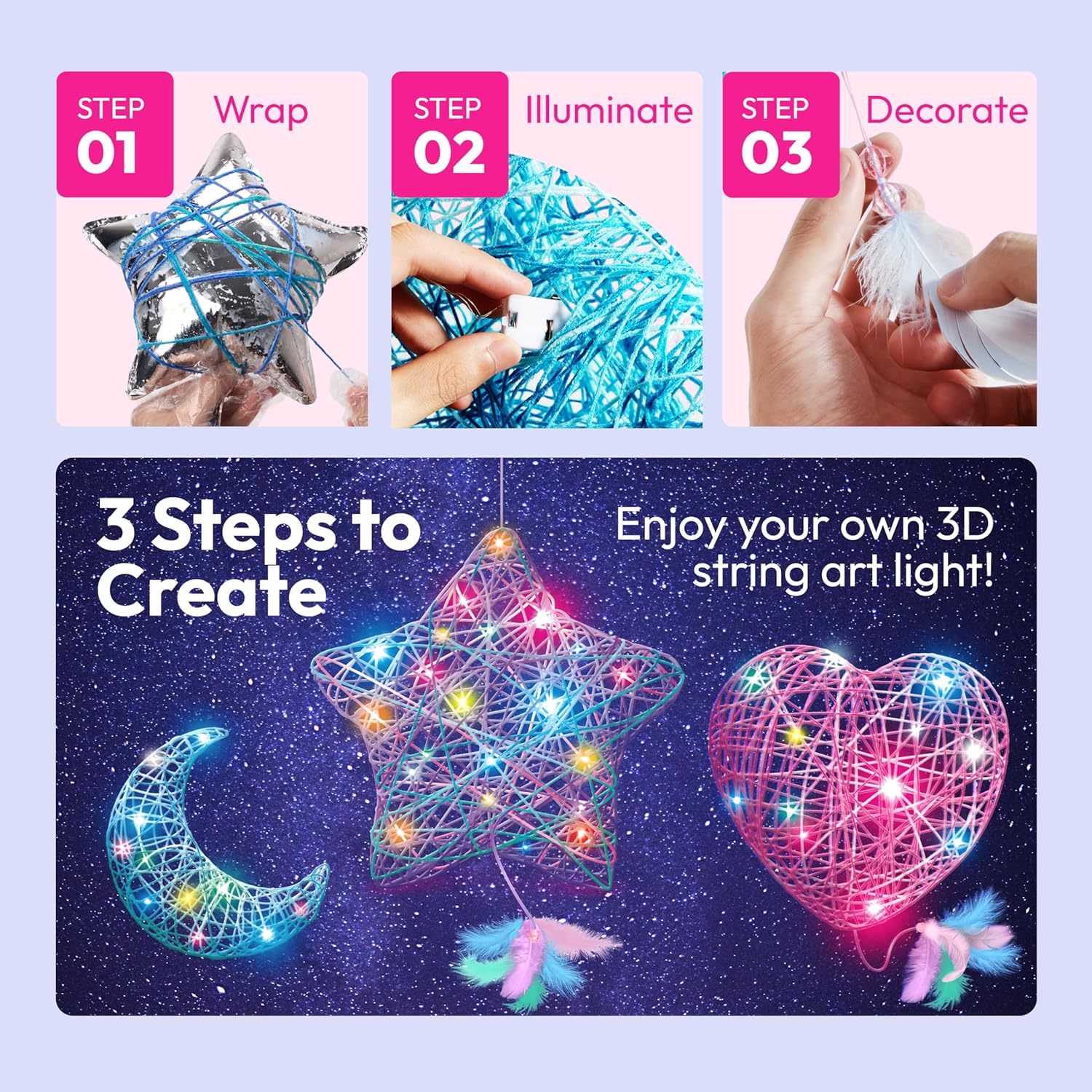 Detalle de Klever Kits 3D String Art Kit for Kids 🎨
