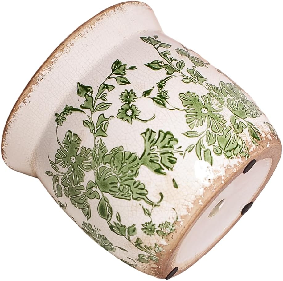 Thumbnail 5 de Xiaan Jiaju Green Leaf Ceramic Planter with Drainage and Crackle Glaze