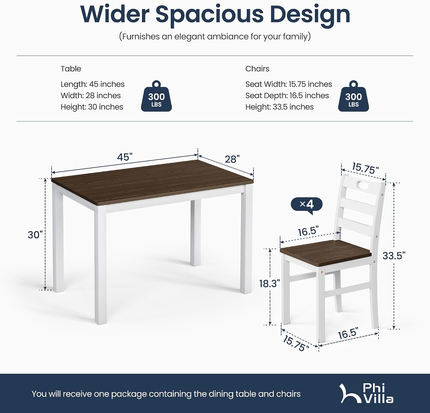 Detalle 1 de PHI VILLA Dining Table Set Solid Rubber Wood