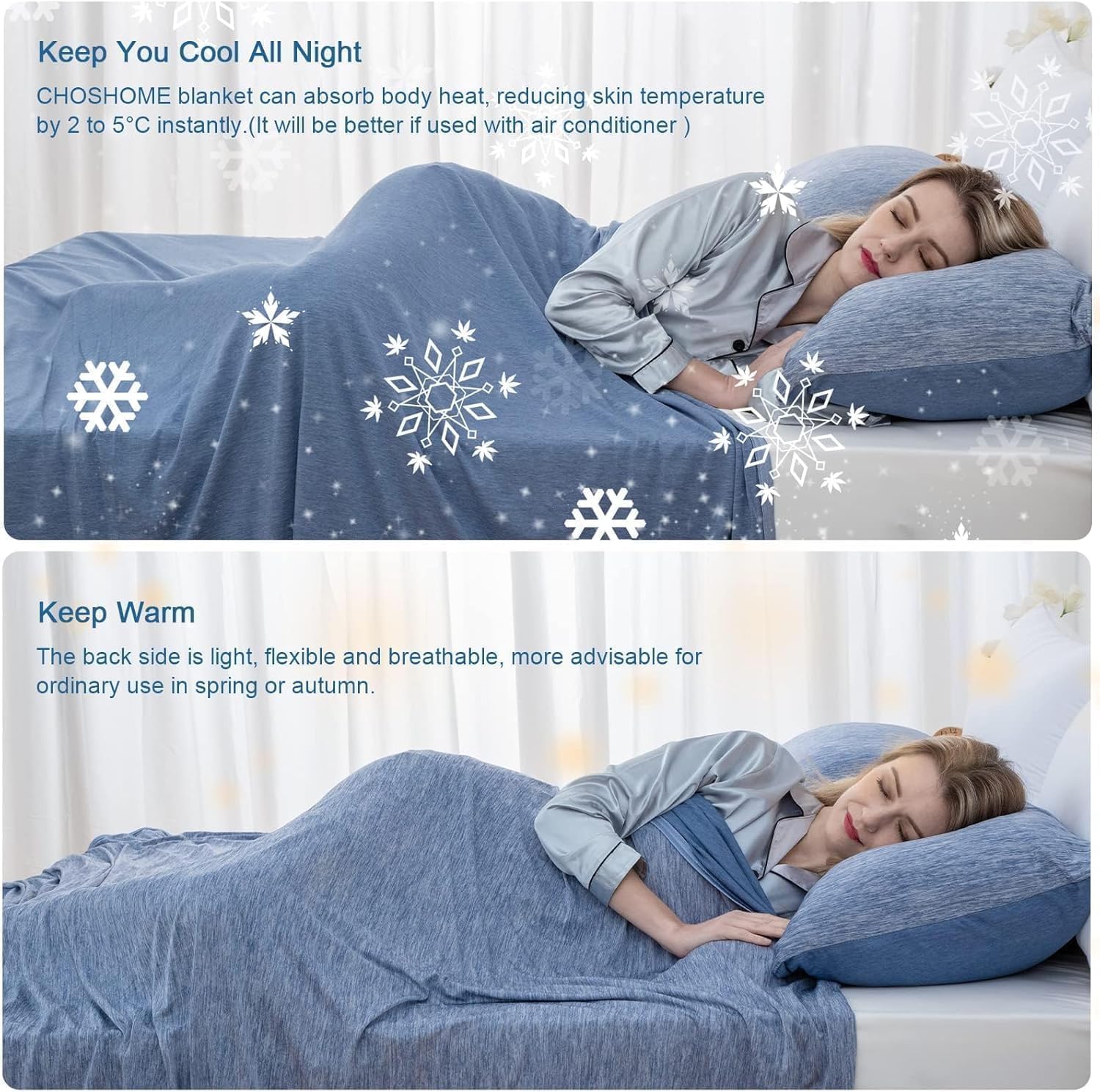 Thumbnail 2 de Cooling Blanket for Night Sweats by RUMBALUXY (King, 228x274cm) – Arc-Chill Ice Touch, Dual-Sided Lightweight Comfort