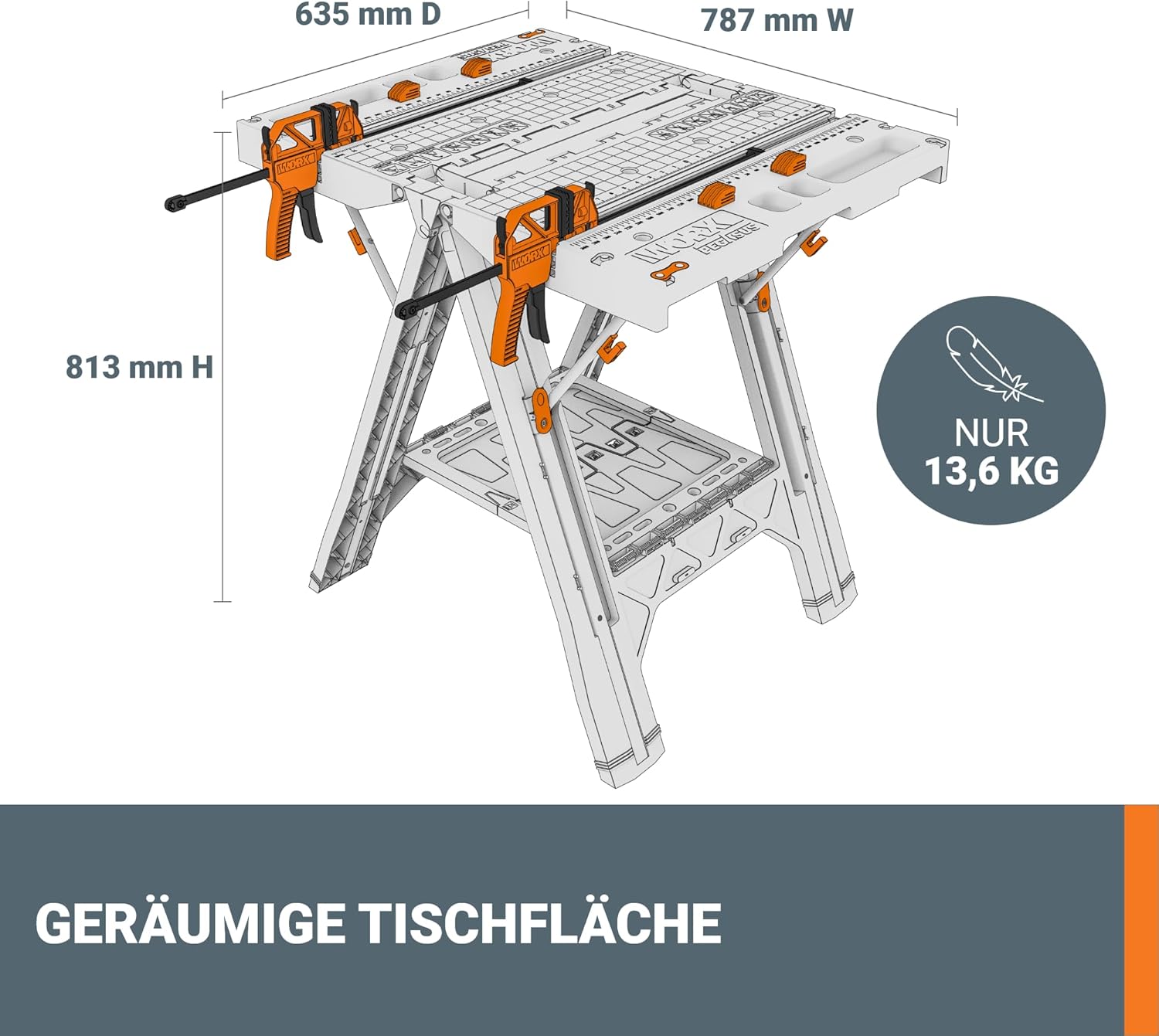 Thumbnail 2 de WORX PEGASUS WX051: mobiles, klappbares Arbeitstisch-System mit 450 kg Tragfähigkeit