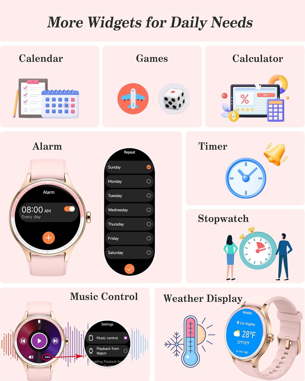 Thumbnail 6 de ZOSKVEE Smart Watch for Women, Ladies & Men (1.27'' Fitness Watch, 41mm case) with Call & Fitness Tracking