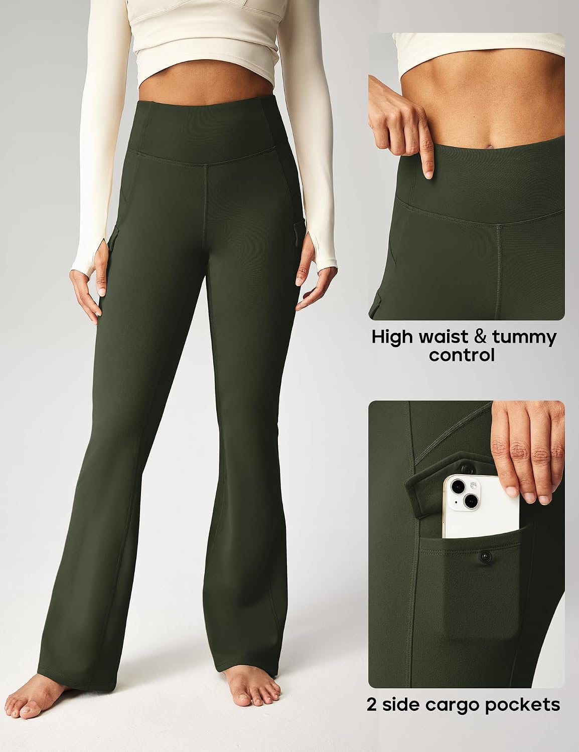 Detalle 2 de Heathyoga Women's Hiking Leggings, Fleece-Lined