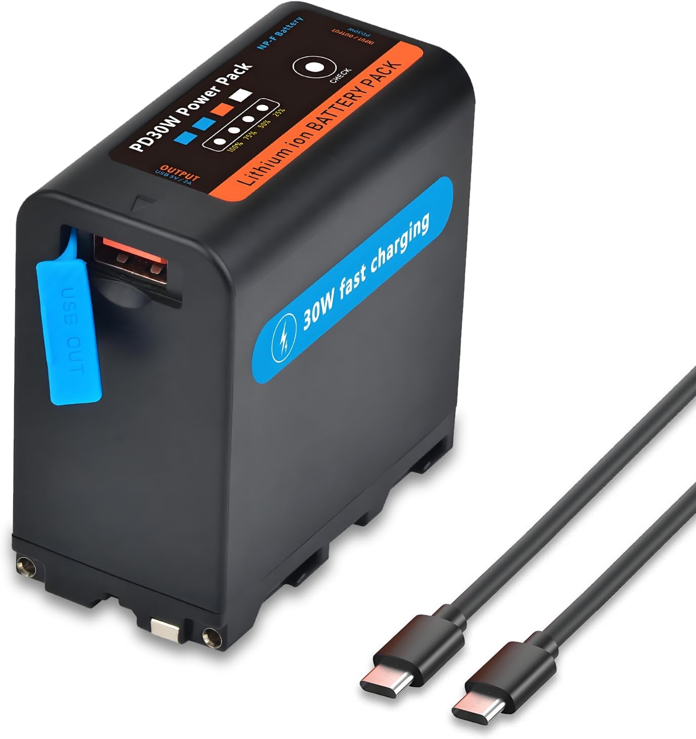 Detalle de TAVT Type-C PD 30W 9000mAh NP-F970 NP-F Battery for Sony NP-F Series and Camcorders