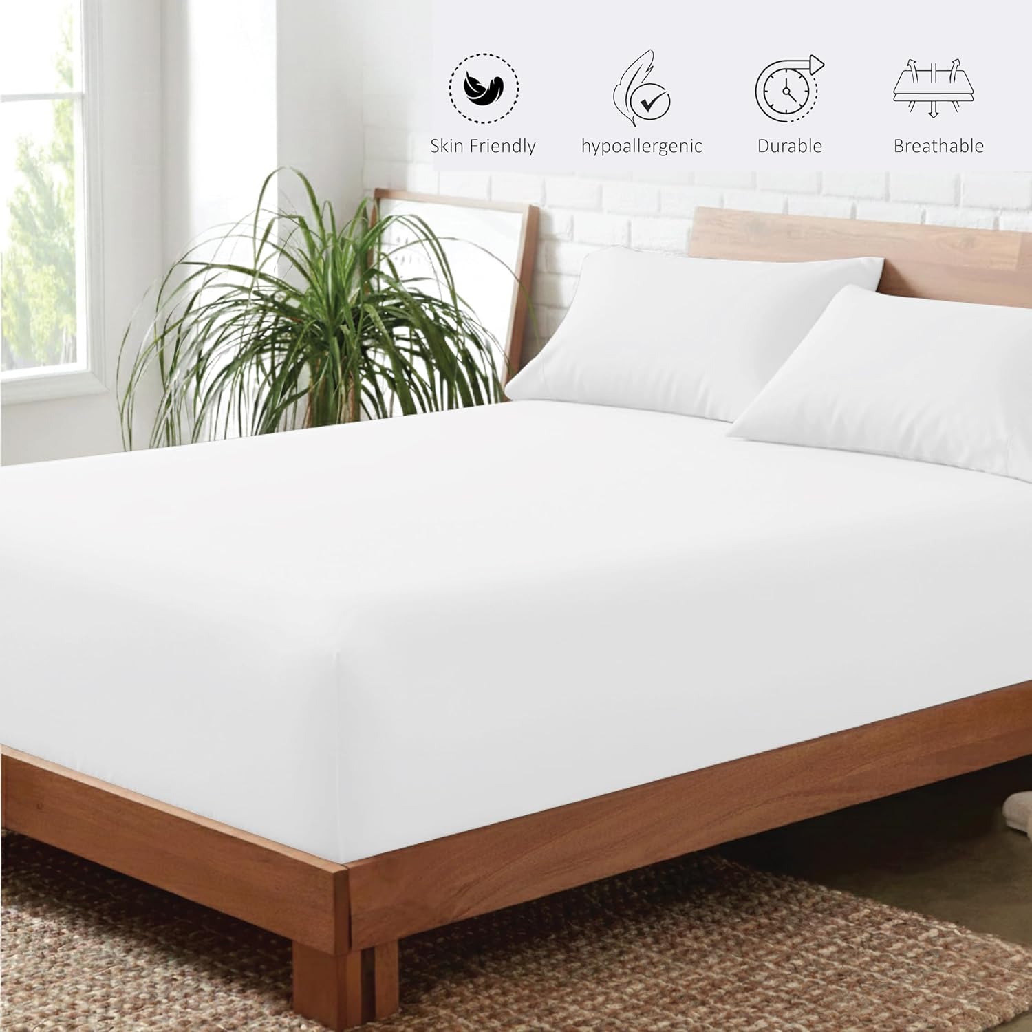Thumbnail 6 de Funky Gadgets Deep Fitted Sheet, King Size (White) – 100% Egyptian Cotton, 300 Thread Count