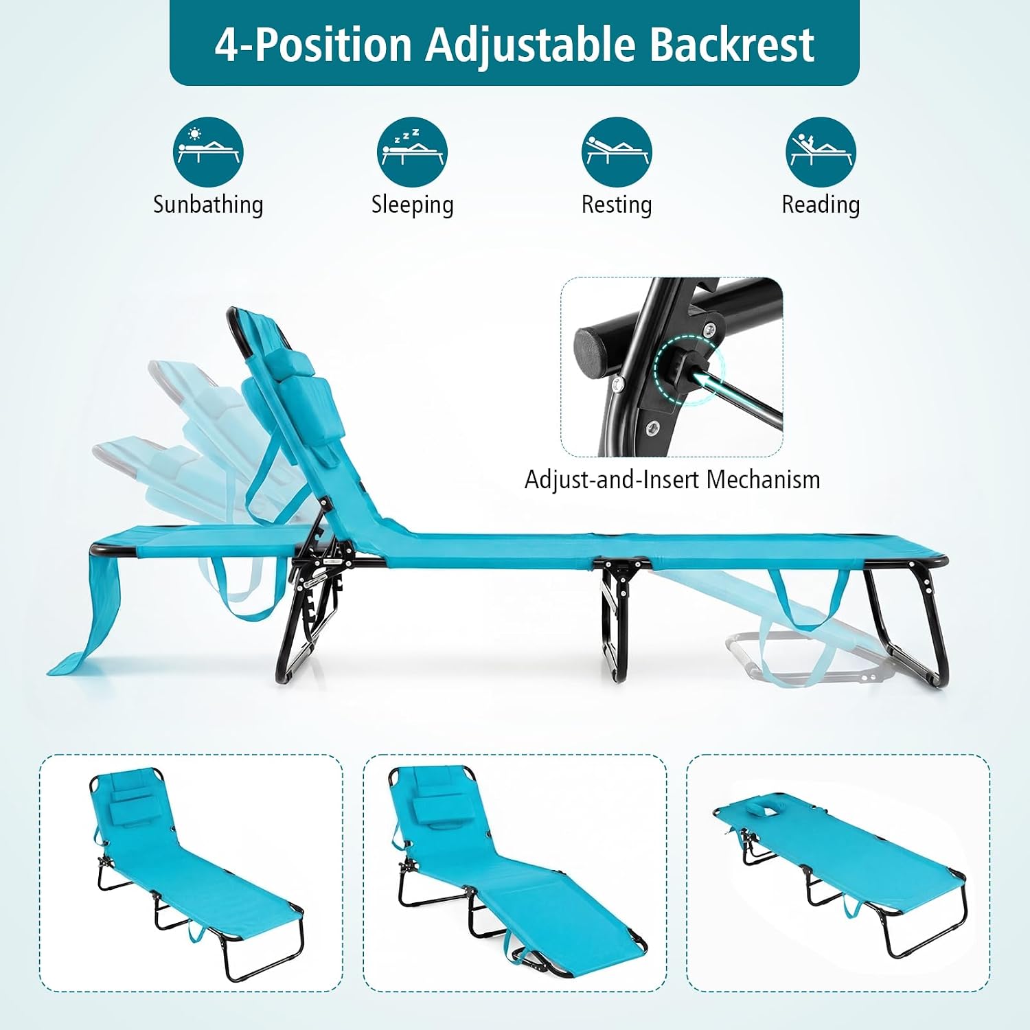 Detalle 1 de Gotoplay Folding Beach Lounger, Navy
