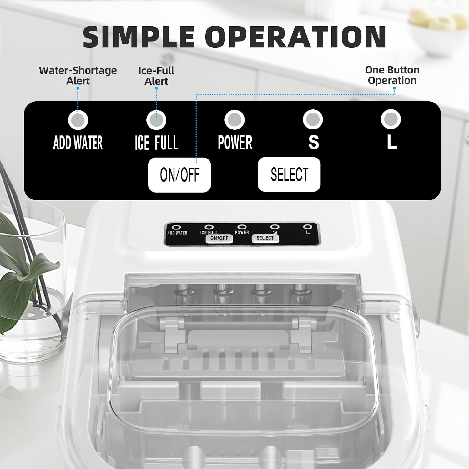 Detalle de Antarctic Star HZB-12/Q Countertop Ice Maker, Two Ice Sizes, Self-Cleaning