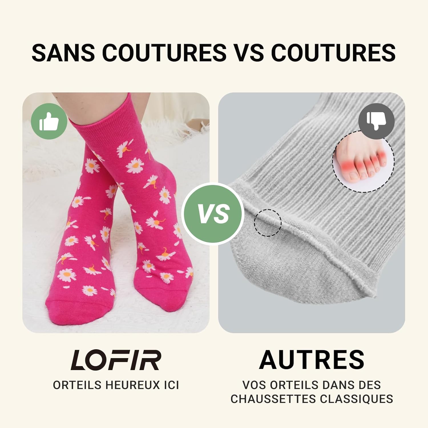 Thumbnail 5 de LOFIR Chaussettes sans élastique 4 paires