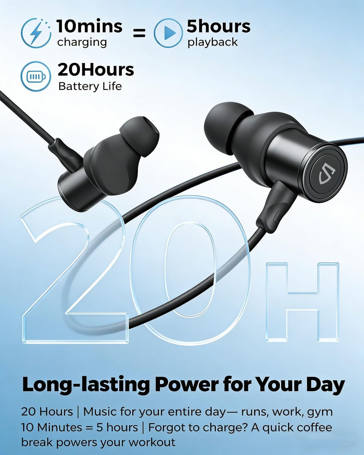 Detalle 2 de SoundPEATS Q40HD neckband Bluetooth earphones with LDAC Hi-Res Audio and IP67
