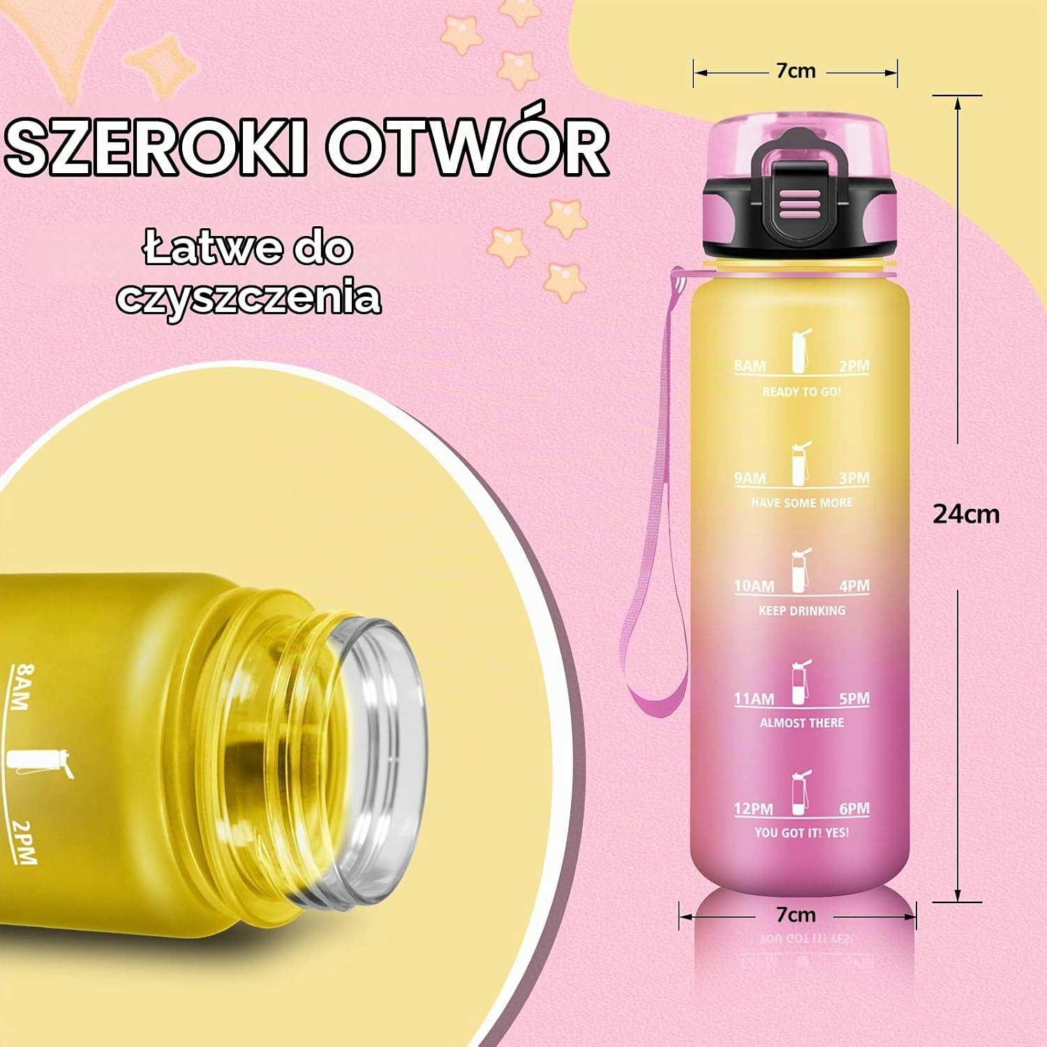 Thumbnail 5 de Grsta Grsta-TY-SHZYG-500ML-JB-Yellow-Pink – butelka dla dzieci 500 ml z podziałką