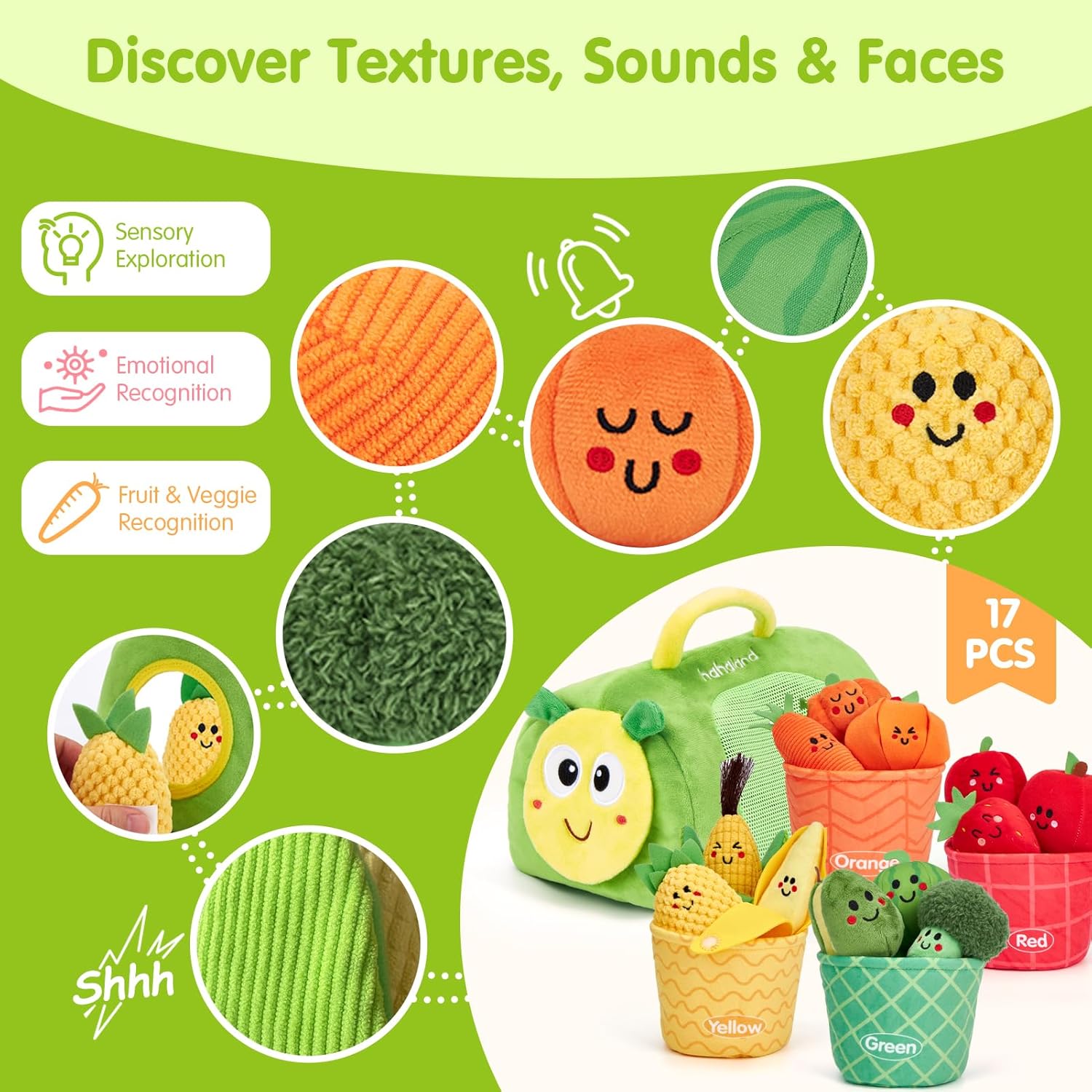 Thumbnail 3 de Hahaland Giochi Montessori 6-9-12 mesi “Frutta & Verdura” in borsa 17 in 1