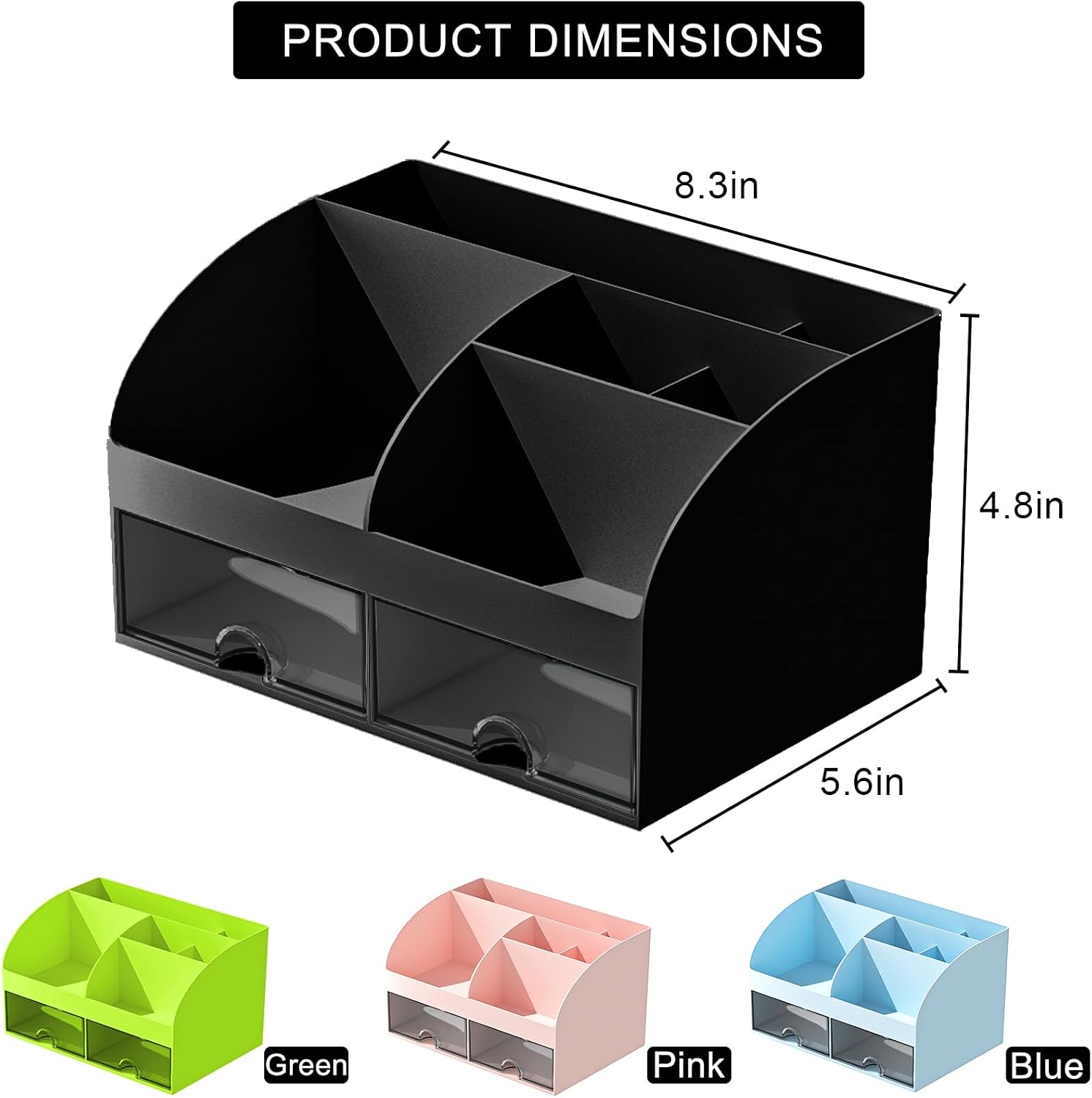 Detalle de COMFYROOM Desktop organizer with 6 Compartments, 2 Drawers, Black Plastic