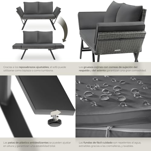 Detalle 2 de TecTake® Sofá 2 en 1 para terraza y jardín