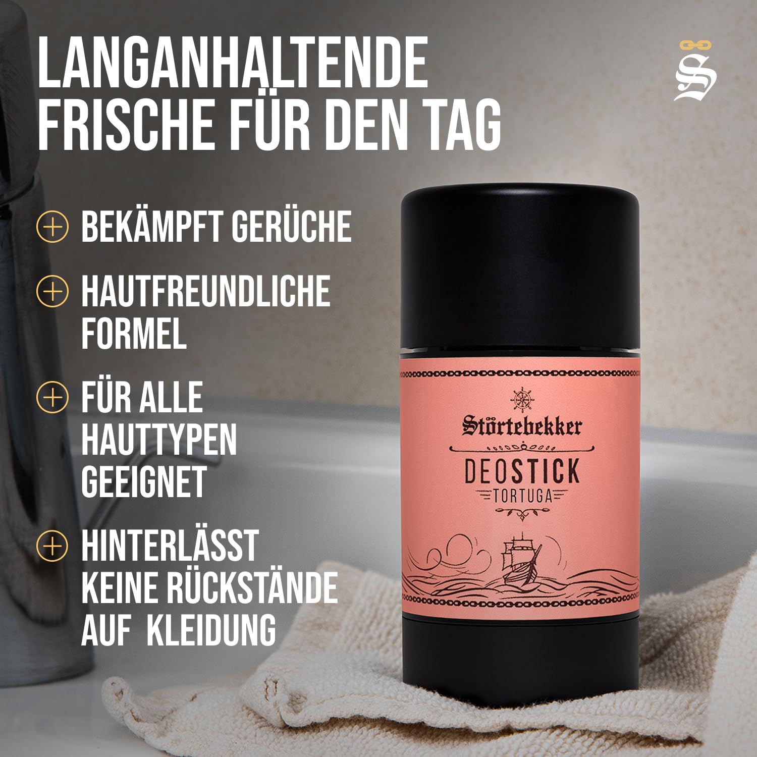 Detalle de Störtebekker Premium Deostick Tortuga – Erfrischender Deo-Stick für Herren, Made in Germany, 75 g