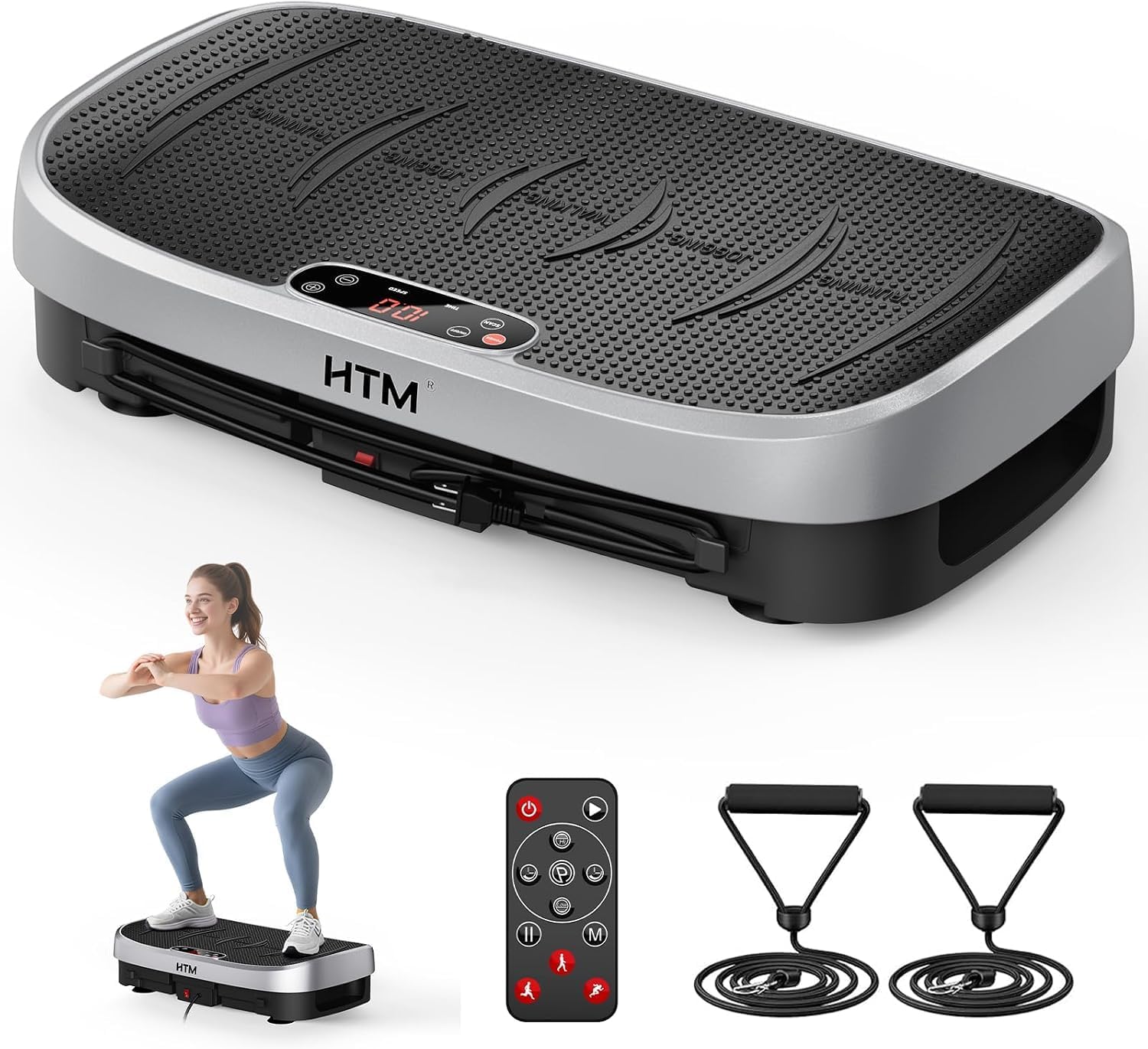 Detalle de HTM Vibration Plate Exercise Machine with 9 Modes, 120 Speeds & Remote