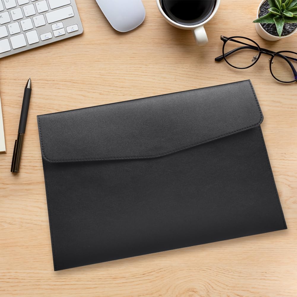 Detalle de Porte-documents OFFCUP en cuir PU A4 (lot de 2) avec poches intérieures, noir